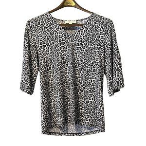 Michael‎ Kors Black Animal Print Peasant Top Size M